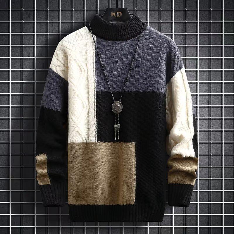 Herren Japanischer Retro Colorblock Strickpullover - Herbst/Winter Langarm Casual Pullover XL von Joom DACH