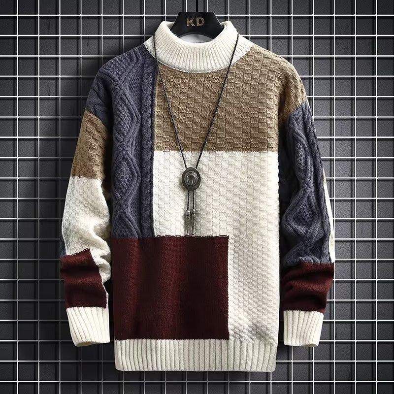 Herren Japanischer Retro Colorblock Strickpullover - Herbst/Winter Langarm Casual Pullover XL von Joom DACH