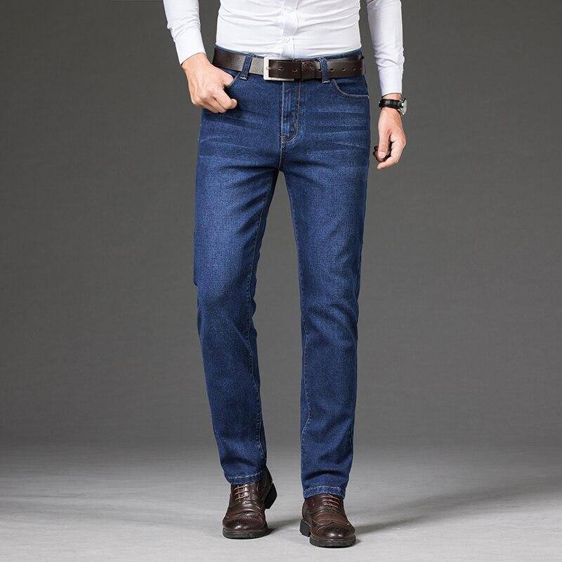 Herren Jeans Business Regular Straight Jeans in voller Länge Lässige Jeanshose Elastizität Stretchstoff Hose LY2013 38 blau von Joom DACH