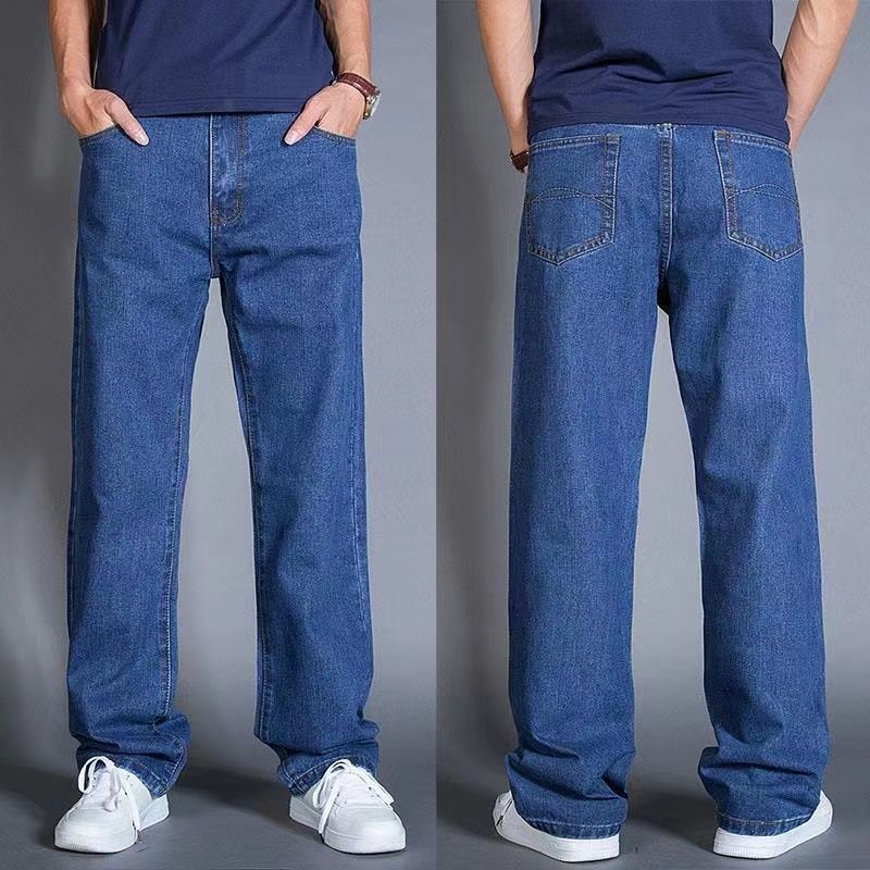 Herren Jeans Frühling und Sommer Neue lose gerade Hosen blau große Größe lässige Mode einfache Jeans 31 dunkelblaue von Joom DACH
