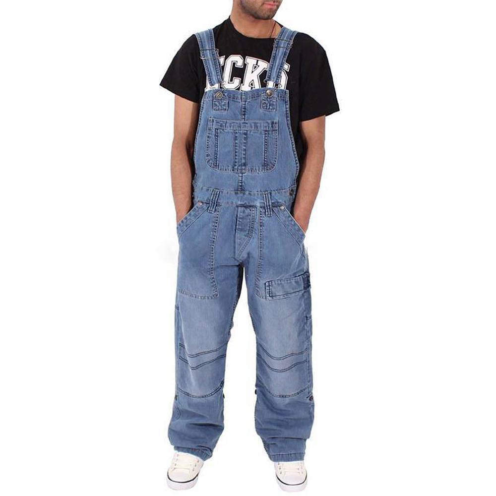 Herren-Jeans-Latzhose, Overall, Jeans, lässige Overalls, Strampler, Hose, Latzhose M hellblaue von Joom DACH