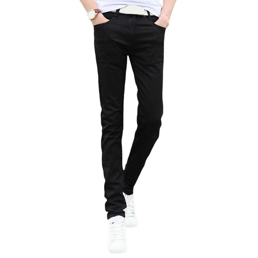 Herren Jeans Sommer Slim Fit Reißverschluss Jeans Lässige dünne Denim Bleistifthose High Waist Skinny Jeans für Büro Schule Reisen 29 schwarz von Joom DACH
