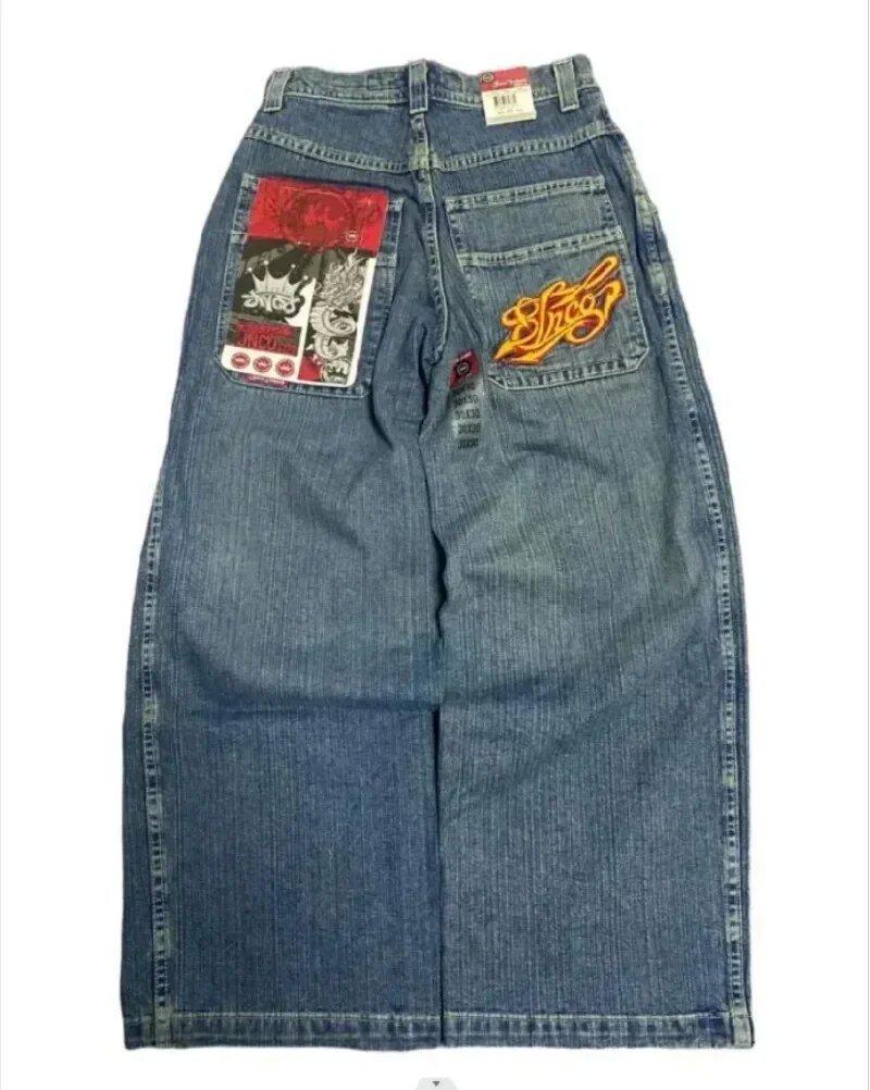 Herren-Jeans im Y2K-Stil mit Hip-Hop-Stickerei und geradem Bein – lässiger, verwaschener Denim M Herren-Jeans im Y2K-Stil mit Hip-Hop-Stickerei und geradem Bein – lässiger, verwaschener Denim M von Joom DACH