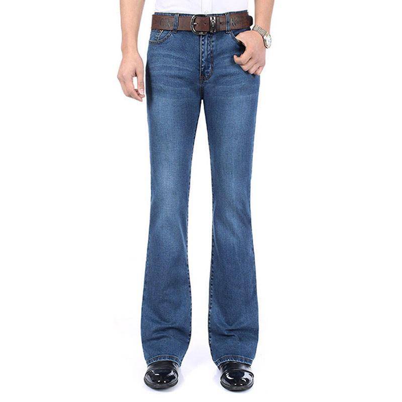 Herren-Jeans mit mittlerer Taille, Stretch, Schlaghose, Herren-Schlaghose, klassische Designer-Schlagjeans 30 blau von Joom DACH