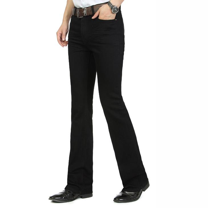 Herren-Jeans mit mittlerer Taille, Stretch, Schlaghose, Herren-Schlaghose, klassische Designer-Schlagjeans 40 schwarz von Joom DACH