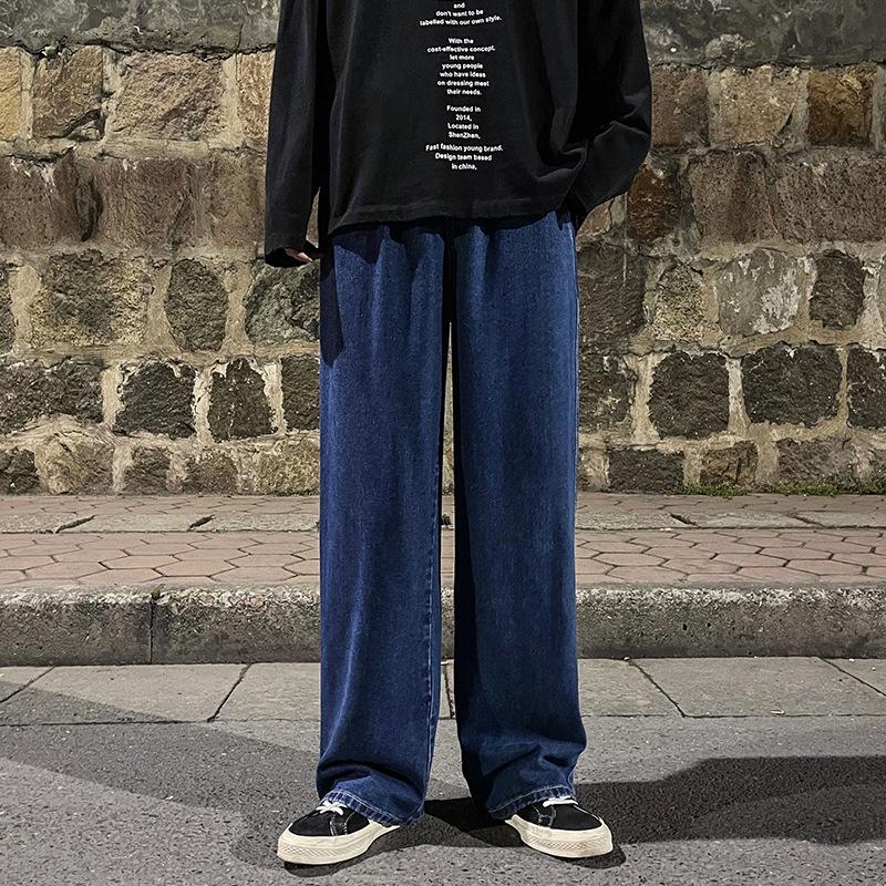 Herren Jeans mit weitem Bein 2024 Y2K Baggy Oversized Denim Hip Hop Streetwear Koreanische Hose Vintage Joggers Trainingshose Kordelzug Jeans für Männer Jogginghose 3XL dunkelblaue von Joom DACH