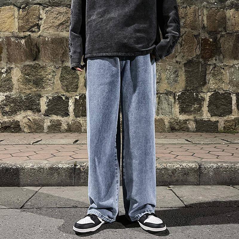 Herren Jeans mit weitem Bein 2024 Y2K Baggy Oversized Denim Hip Hop Streetwear Koreanische Hose Vintage Joggers Trainingshose Kordelzug Jeans für Männer Jogginghose XL blau von Joom DACH