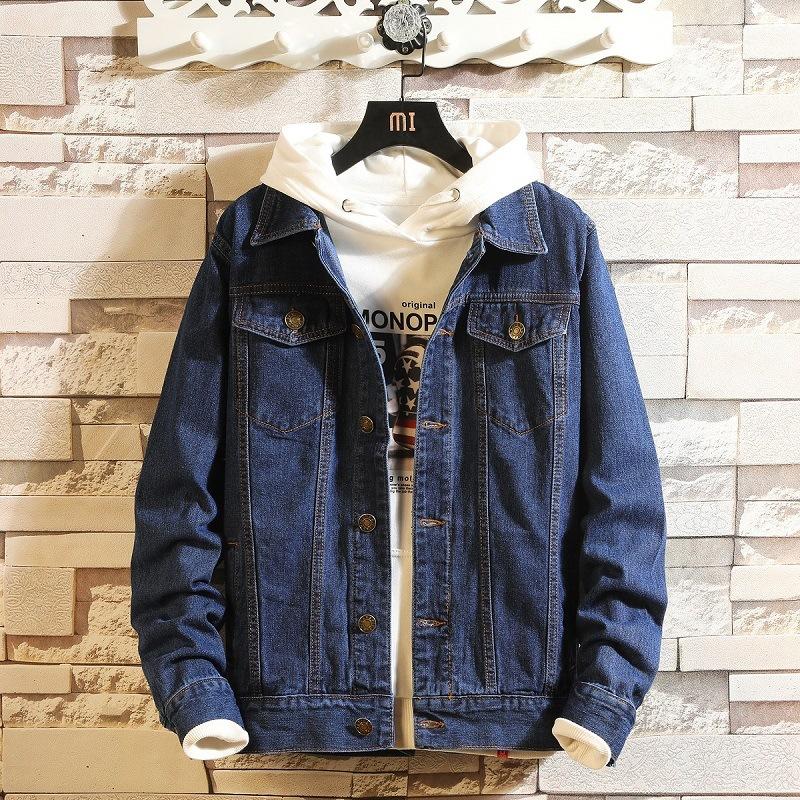 Herren Jeansjacke, Frühling und Herbst Neue Koreanische Version Herren Vielseitige Jeans Retro Nostalgisch Gewaschene Jeansjacke Trendige Herren 5XL von Joom DACH