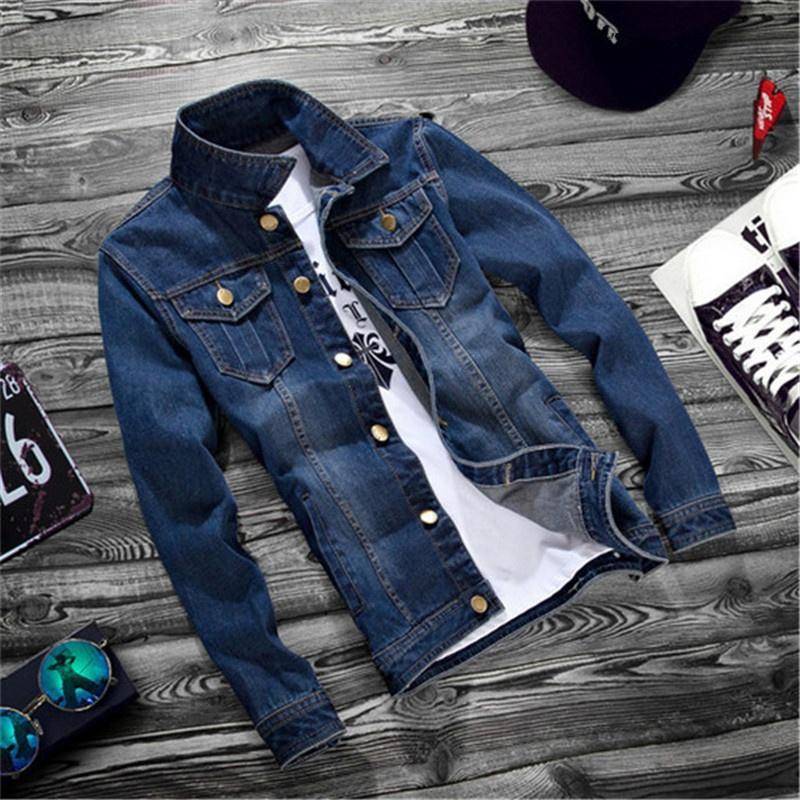Herren-Jeansjacke in Übergröße, klassischer Western-Stil, lässige Slim-Fit-Jeans, Coa M von Joom DACH