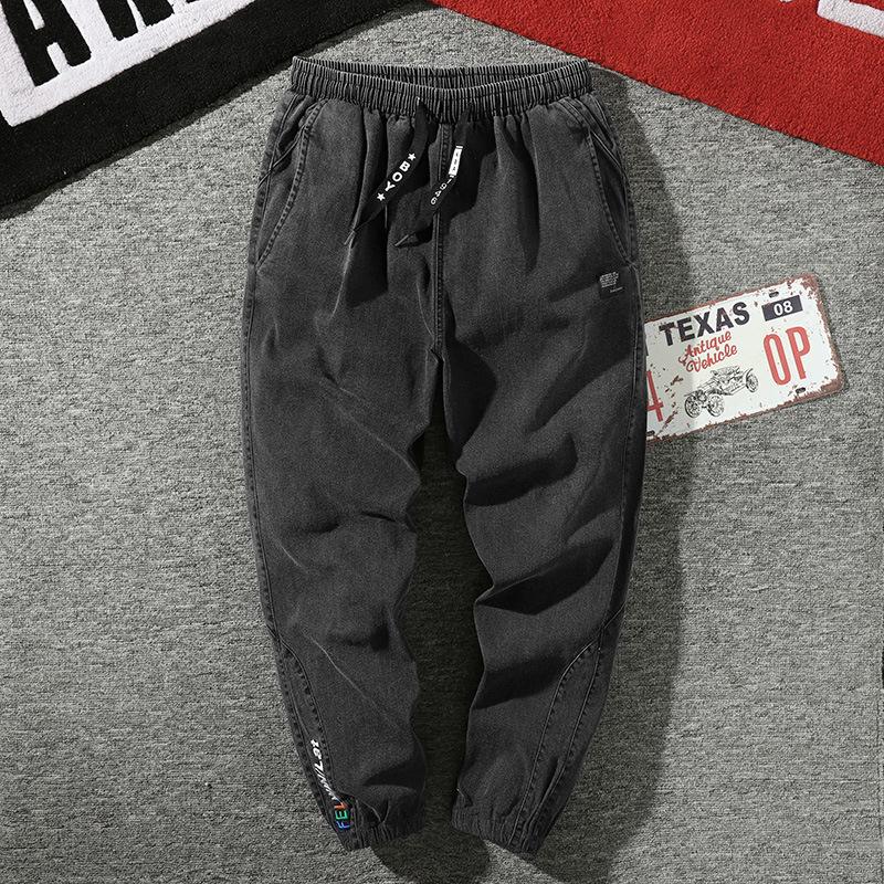 Herren Jogger Jeans in großen Größen 6XL 7XL 8XL Streetwear Schwarz Blau Casual Denim Cargo Pants Stretch Cotton Taper Jeans Baggy Hose 6XL schwarz von Joom DACH