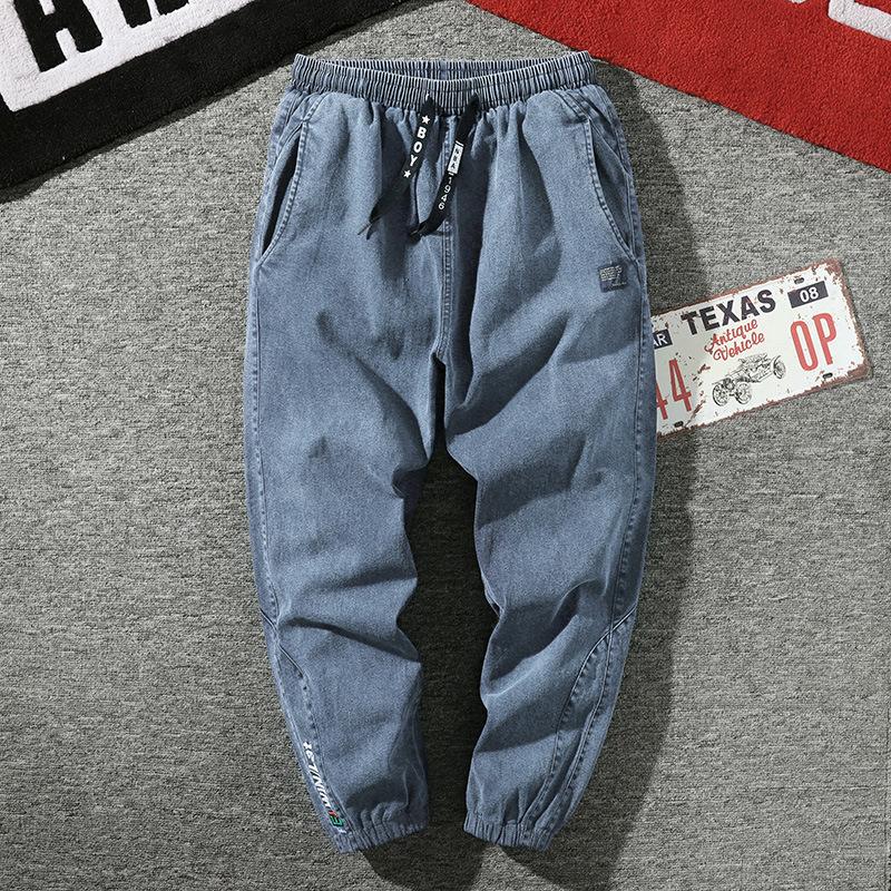 Herren Jogger Jeans in großen Größen 6XL 7XL 8XL Streetwear Schwarz Blau Casual Denim Cargo Pants Stretch Cotton Taper Jeans Baggy Hose 8XL blau von Joom DACH