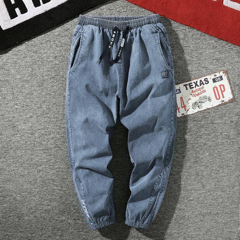 Herren Jogger Jeans in großen Größen 6XL 7XL 8XL Streetwear Schwarz Blau Casual Denim Cargo Pants Stretch Cotton Taper Jeans Baggy Hose 8XL blau von Joom DACH