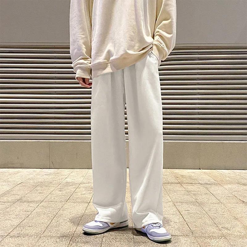 Herren-Jogginghose, lockere, gerade Freizeithose, vielseitige, übergroße Sporthose mit weitem Bein L von Joom DACH