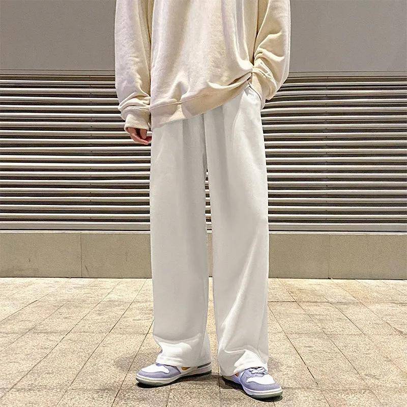 Herren-Jogginghose, lockere, gerade Freizeithose, vielseitige, übergroße Sporthose mit weitem Bein L weiß von Joom DACH