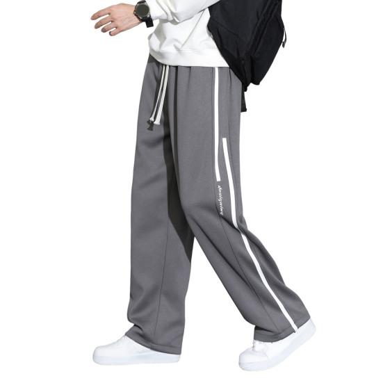 Herren-Jogginghose, weites Bein, lockerer Kordelzug, elastische Taille, gerade, einfarbig, weich, tiefer Schritt, voll XL dunkelgraue von Joom DACH