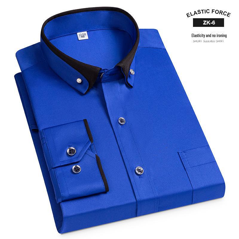 Herren Jugend Diamantknopf Bügelfreies Elastisches Businesshemd, Langärmlig und Leicht für den Frühling 39 von Joom DACH