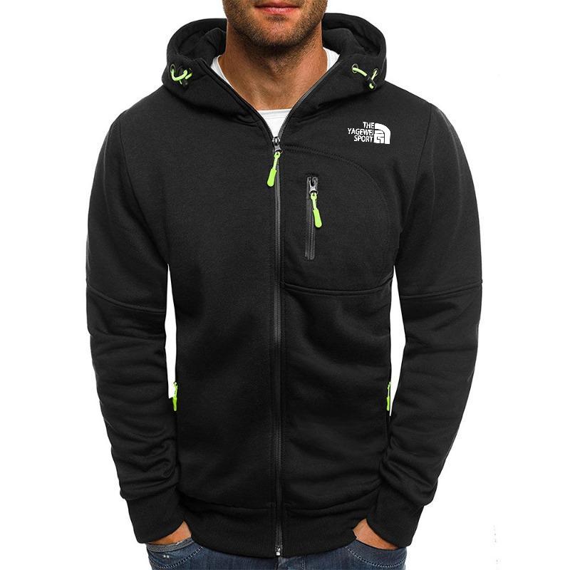 Herren Kapuzenpullover, Fleece, warm, Kapuzenjacke, Mantel, Sweatshirt, Winter, Arbeit, Reißverschluss 2XL schwarz von Joom DACH