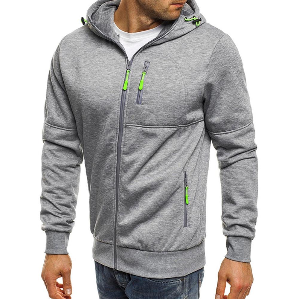 Herren Kapuzenpullover, Fleece, warm, Kapuzenjacke, Mantel, Sweatshirt, Winter, Arbeit, Reißverschluss 2XL licht grau von Joom DACH