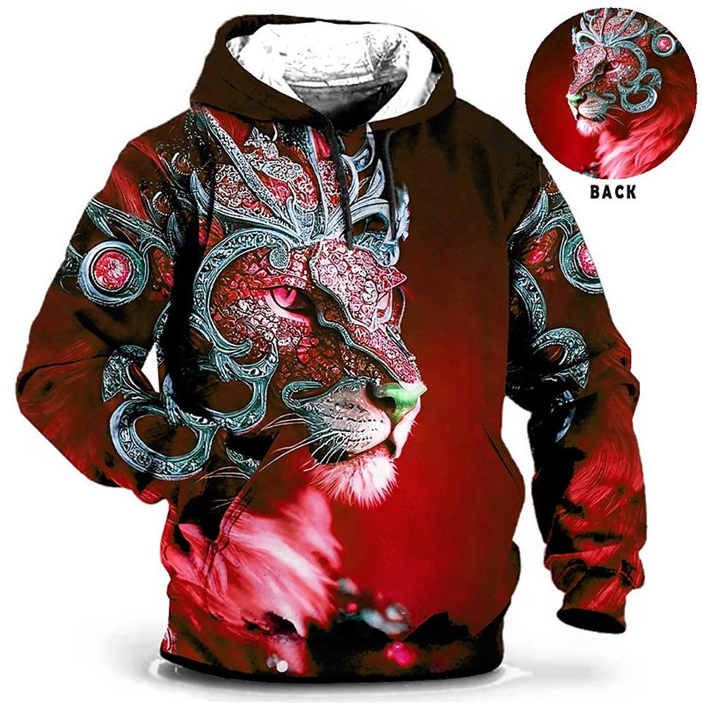 Herren Kapuzenpullover 3D Tiger Bedruckt Lose Designer Sweatshirts Frühling Herbst Langarm Pullover 4XL Übergroße Harajuku Y2k Kleidung XL von Joom DACH