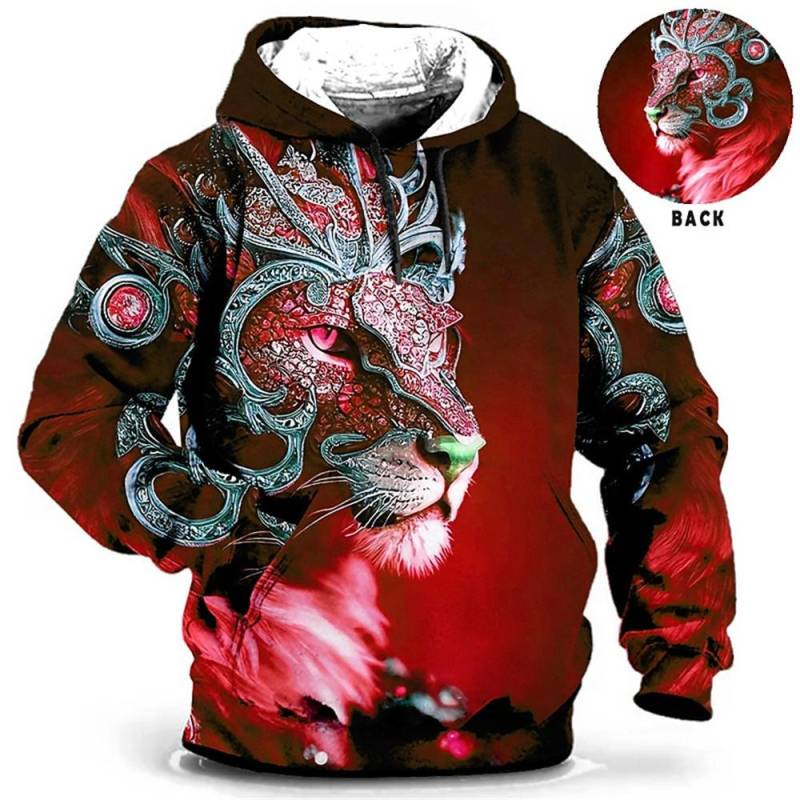 Herren Kapuzenpullover 3D Tiger Bedruckt Lose Designer Sweatshirts Frühling Herbst Langarm Pullover 4XL Übergroße Harajuku Y2k Kleidung XL von Joom DACH