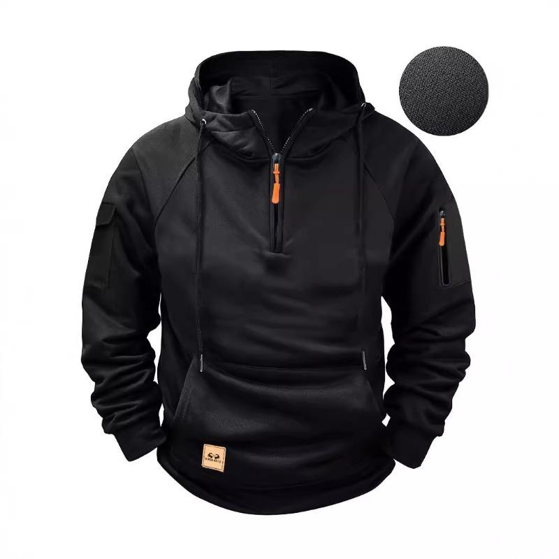 Herren Kapuzenpullover mit Reißverschluss Mehrere Taschen Sport Freizeitjacke XL schwarz von Joom DACH