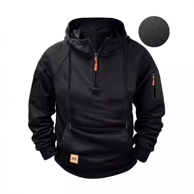 Herren Kapuzenpullover mit Reißverschluss Mehrere Taschen Sport Freizeitjacke XL schwarz von Joom DACH