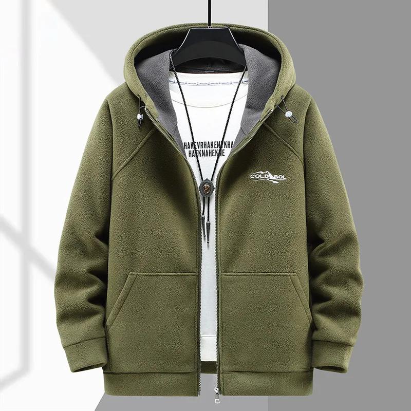 Herren Kapuzenshirt Langarm Verdicktes Polarfleece Zip-up Hoodies Warme Herbst Winterjacke Männlich Große Größe Plus 5XL grün von Joom DACH
