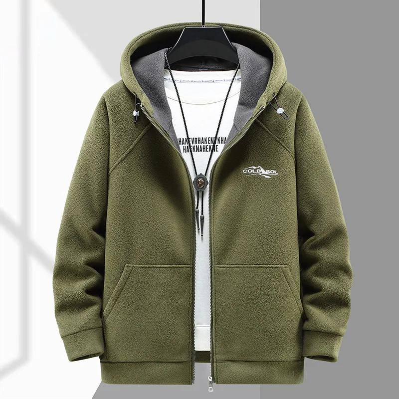 Herren Kapuzenshirt Langarm Verdicktes Polarfleece Zip-up Hoodies Warme Herbst Winterjacke Männlich Große Größe Plus 5XL grün von Joom DACH