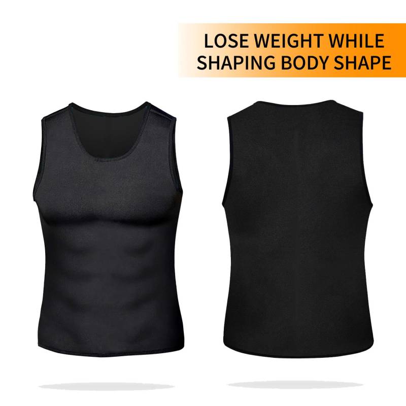 Herren-Kompressionsshirt zum Abnehmen, Unterhemd, Taillentrainer, Schwitzweste, Bauchkontrollshirt, Workout-Tanktop, Neopren-Saunaanzug, Body Shaper L schwarz von Joom DACH