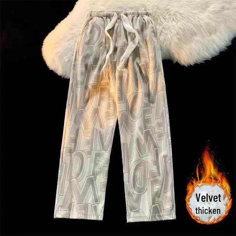 Herren Kordhose mit Allover-Print, weitem Bein - Trendiger Casual Hong Kong Stil XL von Joom DACH