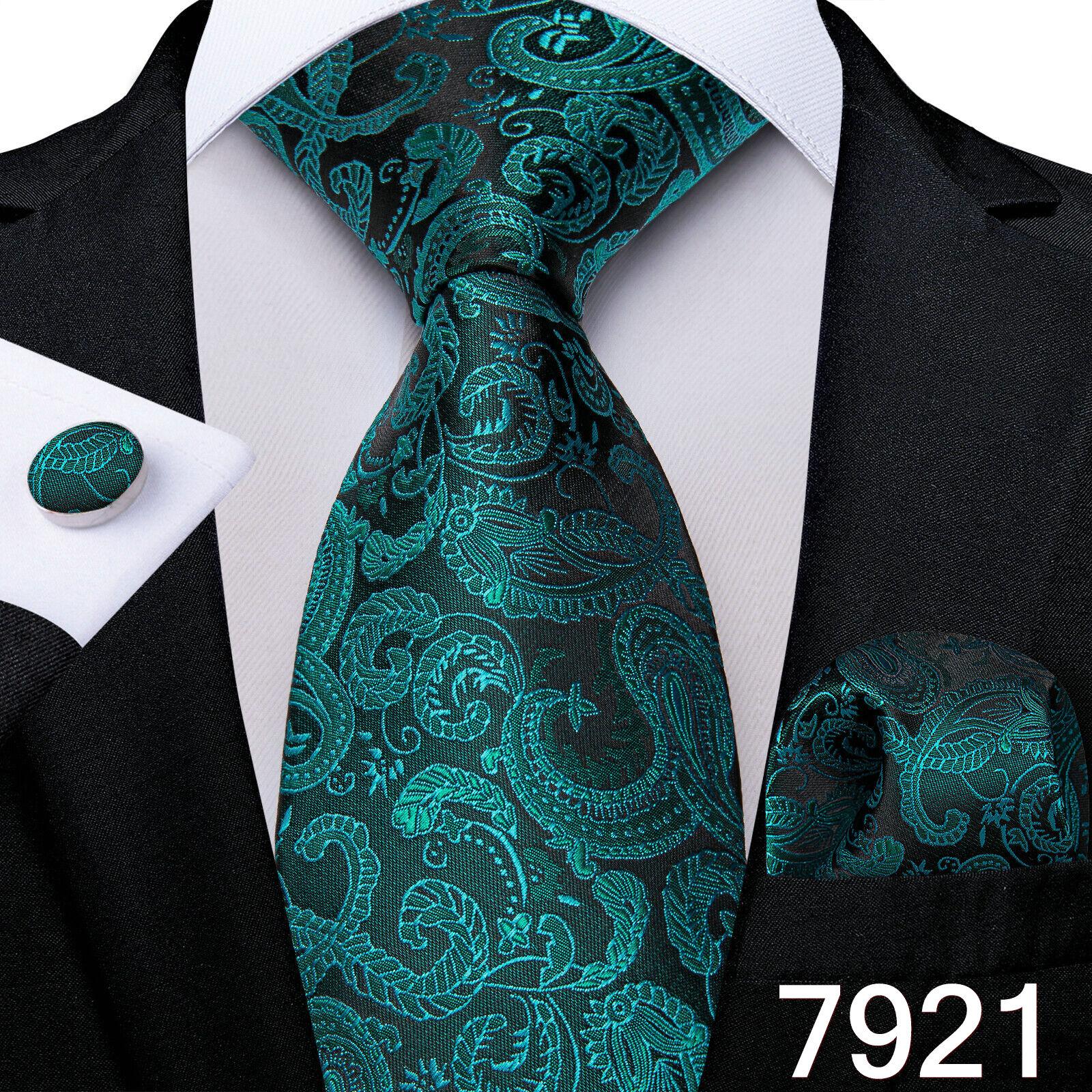 Herren-Krawatten, Seide, grün, gestreift, Einstecktuch, Manschettenknöpfe, Set, formelle Business-Krawatte N-7921 von Joom DACH