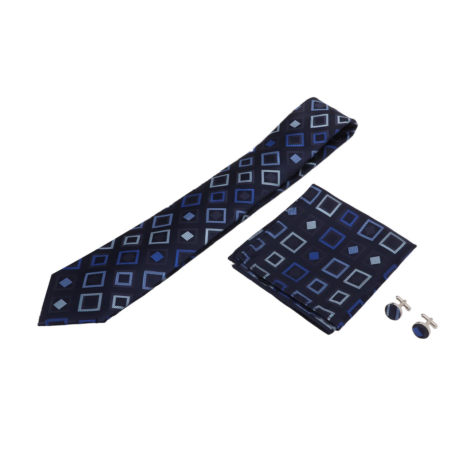 Herren Krawatten Set Einstecktuch Manschettenknöpfe Polyester Seide Langlebig Verschleißfest Business Freizeit Stil von Joom DACH