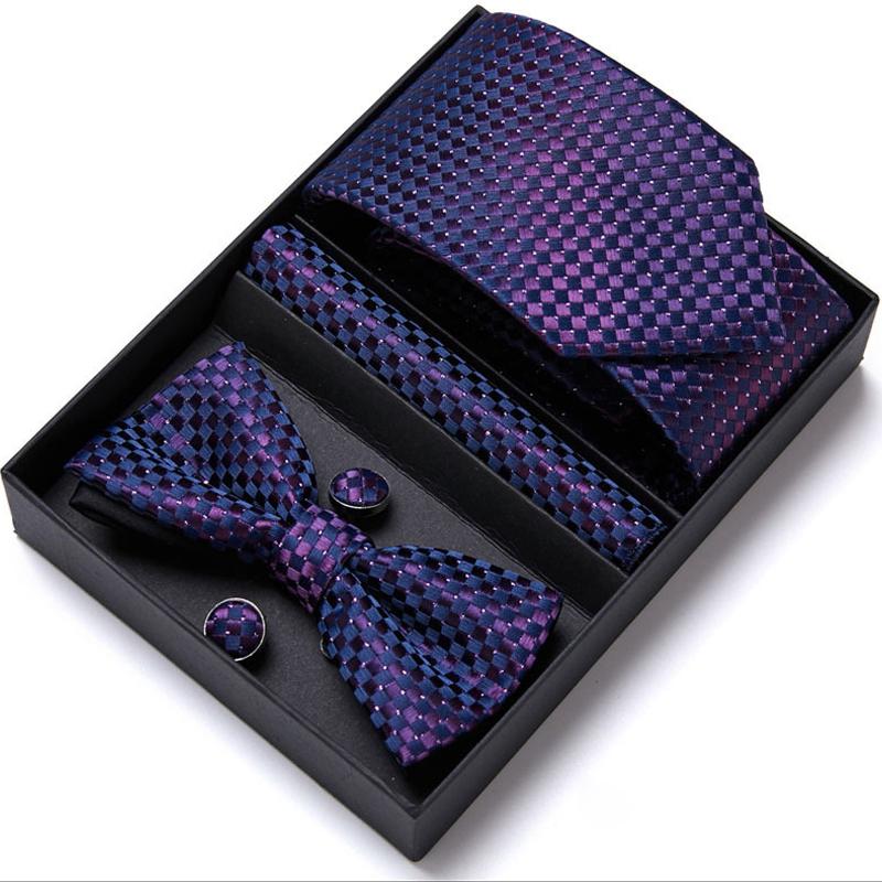 Herren Krawatten Set Fliege Einstecktuch Manschettenknöpfe Modisch Elegant Herren Krawatten Set für Hallenfest dunkelviolette von Joom DACH