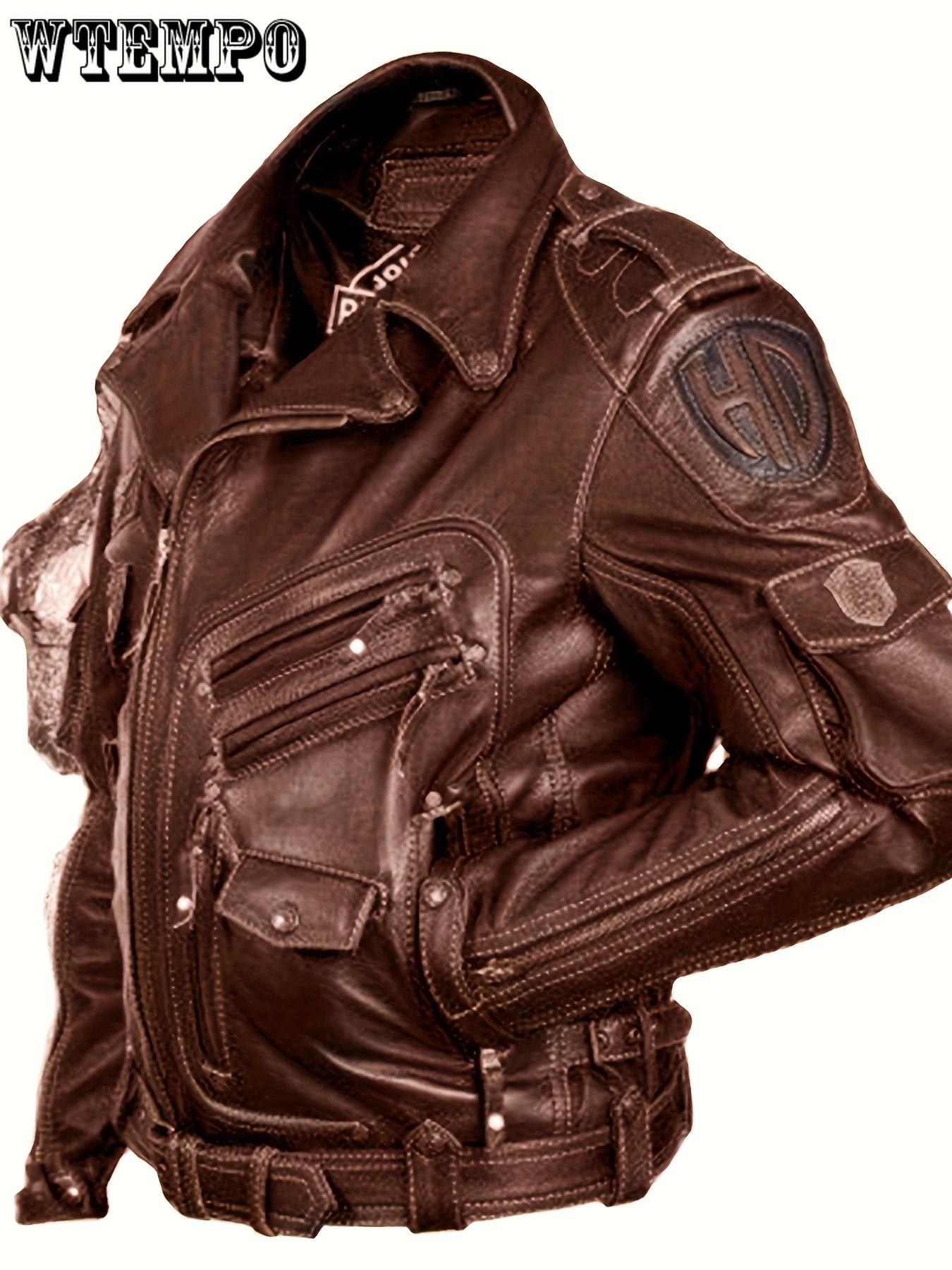 Herren Kunstlederjacke Bikerjacke Outdoor Street Thermal Warm Regen Wasserdicht Tasche Streetwear Sportlich Turndown Regular Kunstlederjacke XXXXL braun von Joom DACH