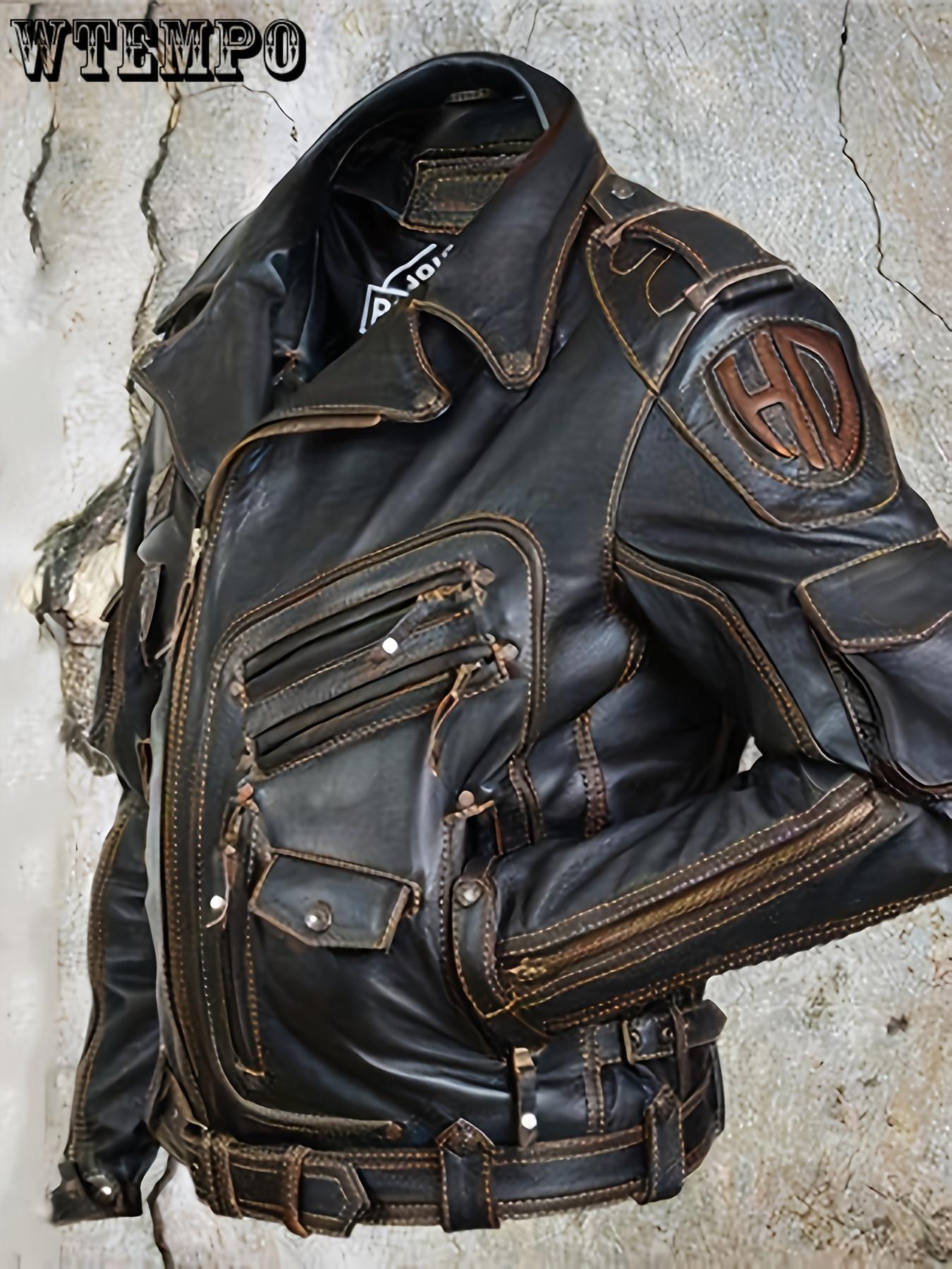 Herren Kunstlederjacke Bikerjacke Outdoor Street Thermal Warm Regen Wasserdicht Tasche Streetwear Sportlich Turndown Regular Kunstlederjacke XXXXXXL schwarz von Joom DACH