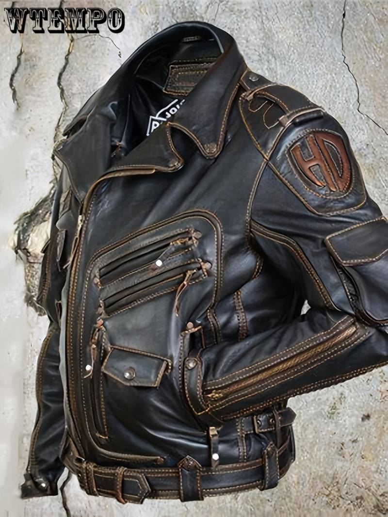 Herren Kunstlederjacke Bikerjacke Outdoor Street Thermal Warm Regen Wasserdicht Tasche Streetwear Sportlich Turndown Regular Kunstlederjacke XXXXXXL schwarz von Joom DACH