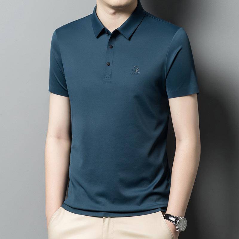 Herren Kurzarm T-Shirt Lässig Dünn Revers Poloshirt Sommer Neu Mittelalterlich Nahtlos Einfarbiges Oberteil Herren XL von Joom DACH