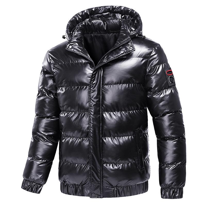 Herren Kurze Winter Daunenjacke mit Kapuze Verdickte Warmhaltende Kältebeständige Langarm Strickjacke S schwarz von Joom DACH