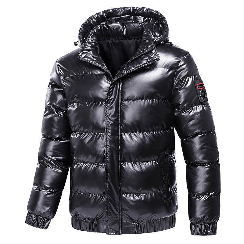 Herren Kurze Winter Daunenjacke mit Kapuze Verdickte Warmhaltende Kältebeständige Langarm Strickjacke S schwarz von Joom DACH