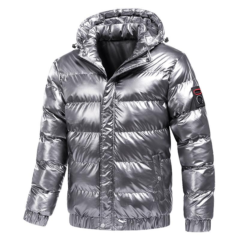 Herren Kurze Winter Daunenjacke mit Kapuze Verdickte Warmhaltende Kältebeständige Langarm Strickjacke XL silber von Joom DACH