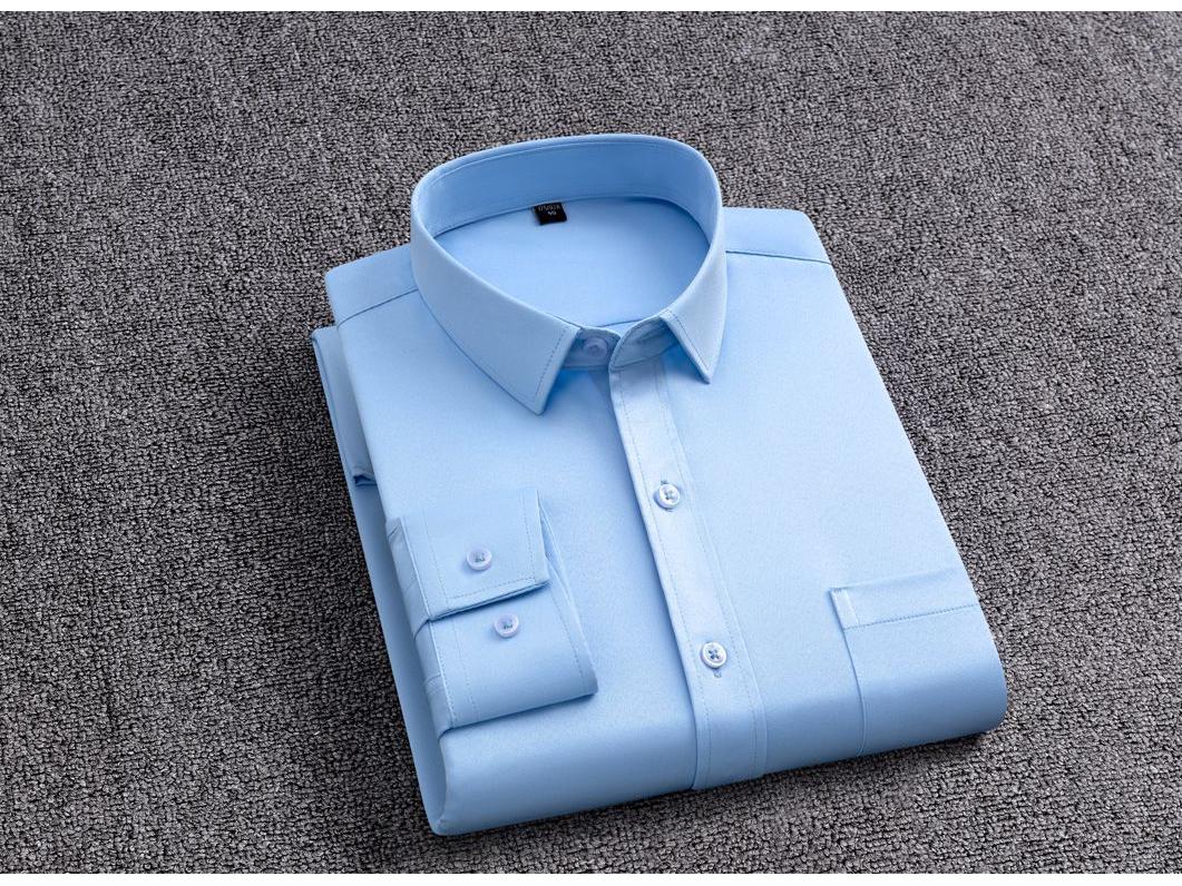 Herren Langarm Bügelfreies Stretchhemd mit Taschen - Lässig, Business, Unifarben (Frühling Herbst) 3XL von Joom DACH