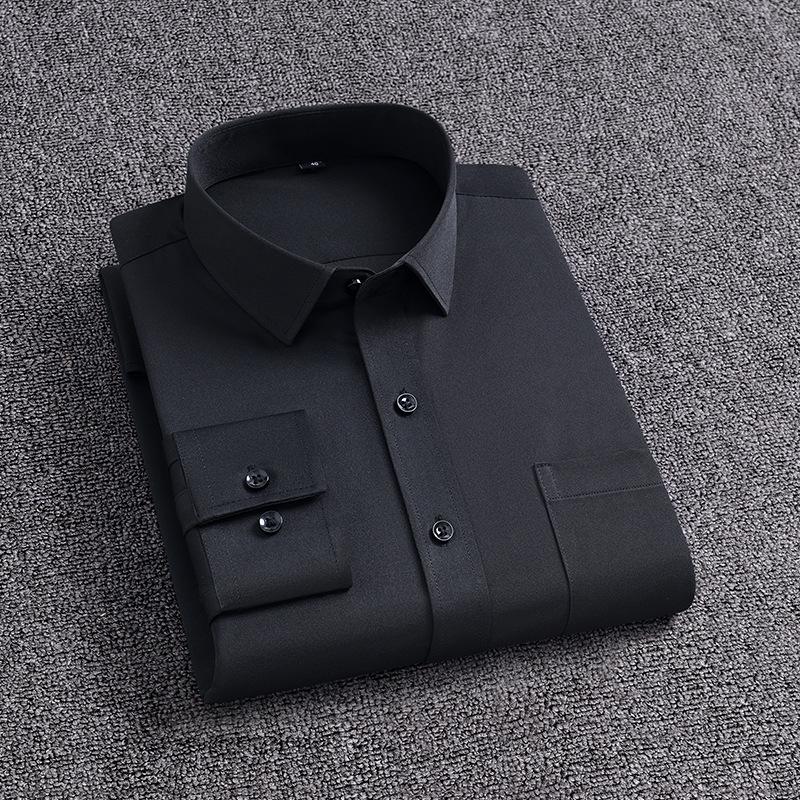 Herren Langarm Bügelfreies Stretchhemd mit Taschen - Lässig, Business, Unifarben (Frühling Herbst) 4XL von Joom DACH
