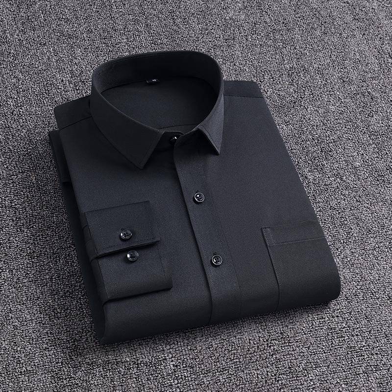 Herren Langarm Bügelfreies Stretchhemd mit Taschen - Lässig, Business, Unifarben (Frühling Herbst) 4XL von Joom DACH