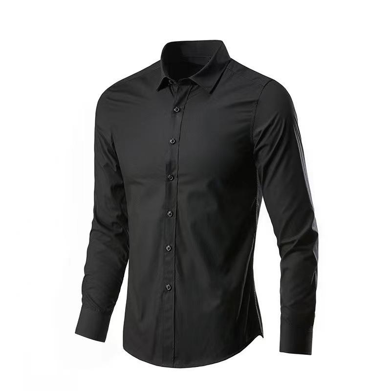 Herren Langarm Business Slim Fit Weißes Hemd - Koreanischer Stil L schwarz von Joom DACH