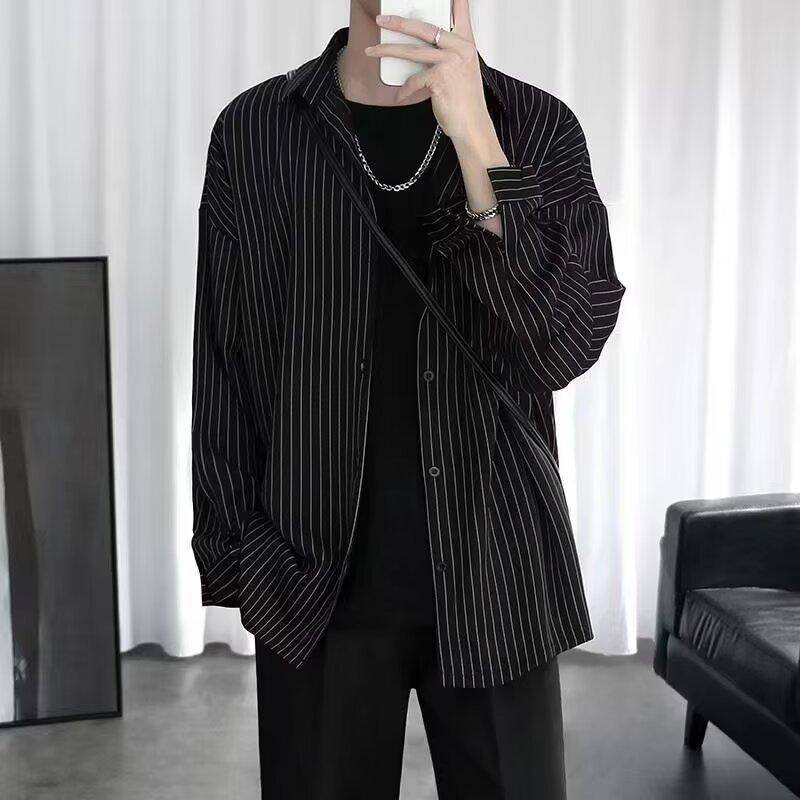Herren Langarm Freizeit Gestreiftes Hemd Jugend Bequem Locker Revers Oberteil XS schwarz Herren Langarm Freizeit Gestreiftes Hemd Jugend Bequem Locker Revers Oberteil XS schwarz von Joom DACH