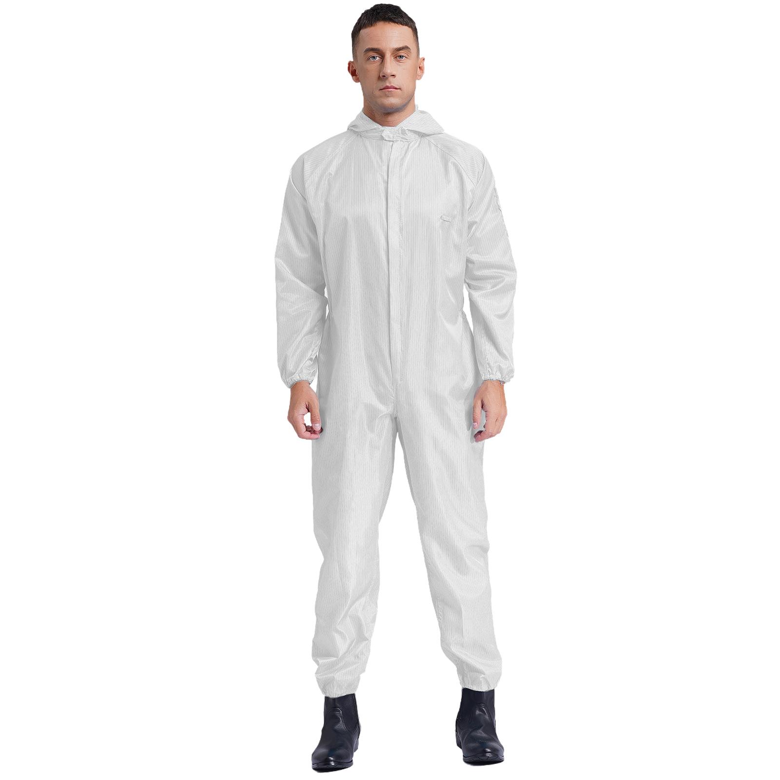 Herren Langarm Overalls mit Kapuze und Reißverschluss vorne Jumpsuit Mechaniker Arbeitsbody Arbeitskleidung L weiß von Joom DACH