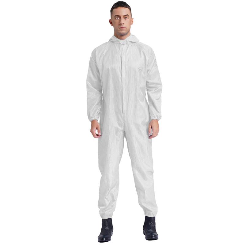 Herren Langarm Overalls mit Kapuze und Reißverschluss vorne Jumpsuit Mechaniker Arbeitsbody Arbeitskleidung L weiß von Joom DACH