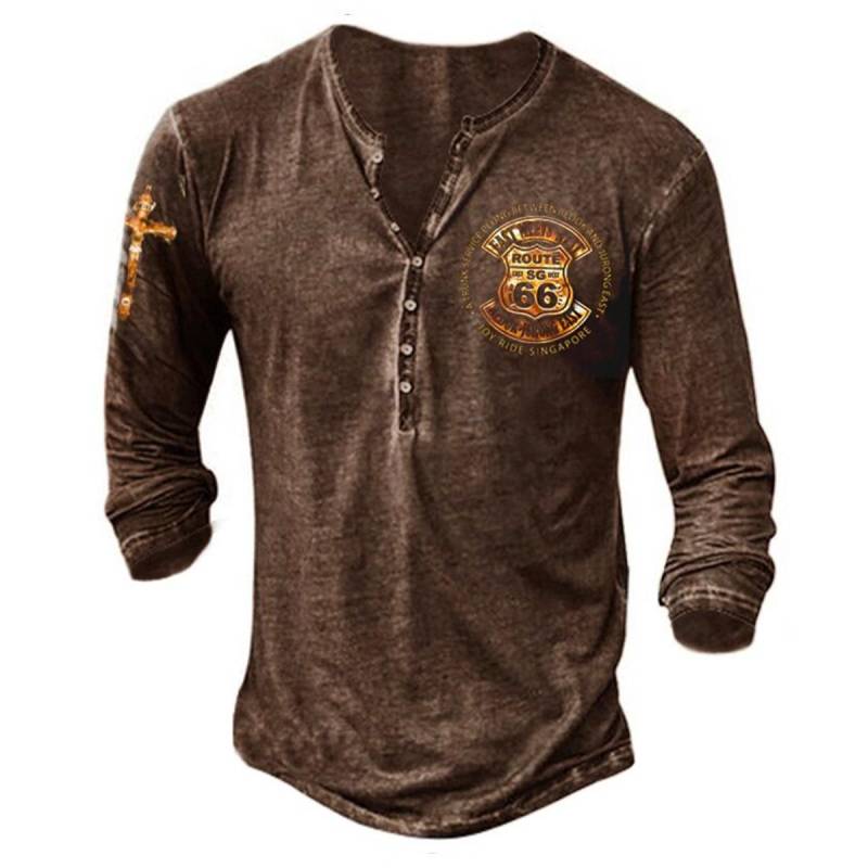 Herren Langarm Punk Style Fashion T-Shirt Frühling und Herbst Kausal Vintage T-Shirts XXL von Joom DACH