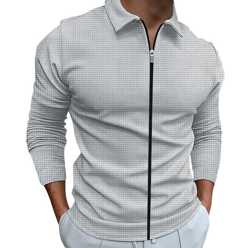 Herren Langarm Zip-Up Shirt, Slim Fit Casual Pullover mit Kragen, Kleinkariertes Muster, Mehrere Farben XXL von Joom DACH