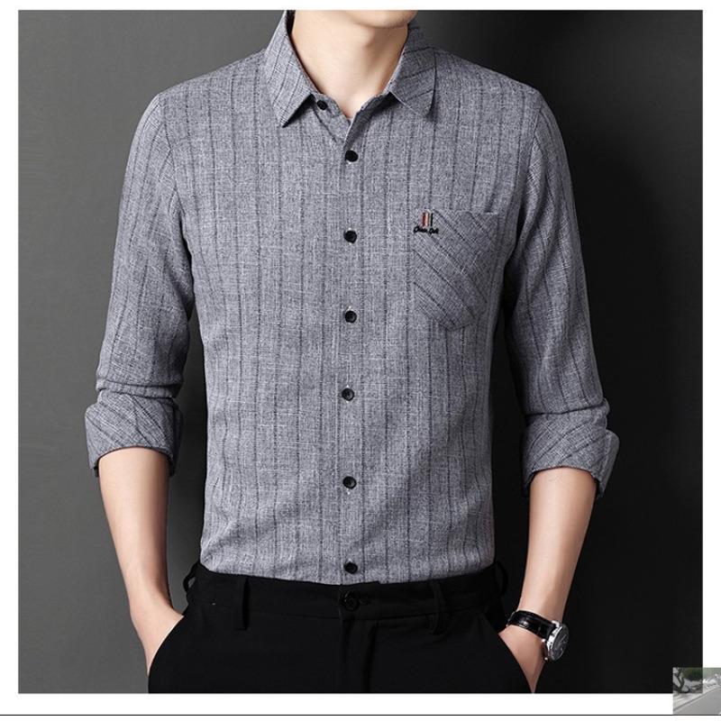Herren Langarmhemd Junges und Mittleres Alter Dünnes Herbst und Winter Freizeit Bügelfreies Freizeithemd L von Joom DACH